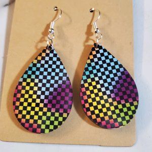 80's Style multicolor teardrop earrings